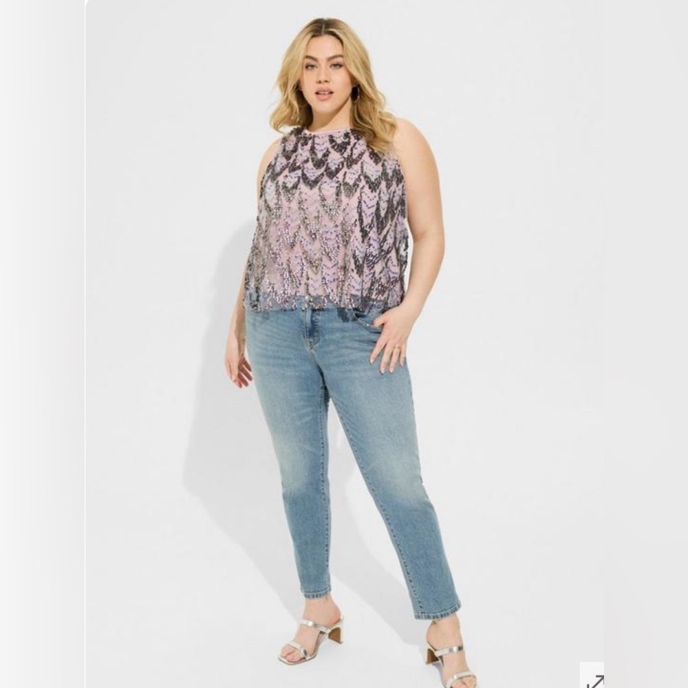 torrid Pink and Black Sequin Halter Top